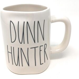 Rae Dunn White Ceramic Mug rare DUNN HUNTER